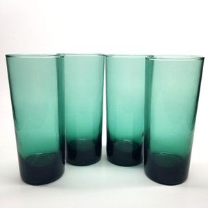 NWT Set of 4 Cristar Lexington Cooler Glasses Green 11oz Made in Colombia 6"